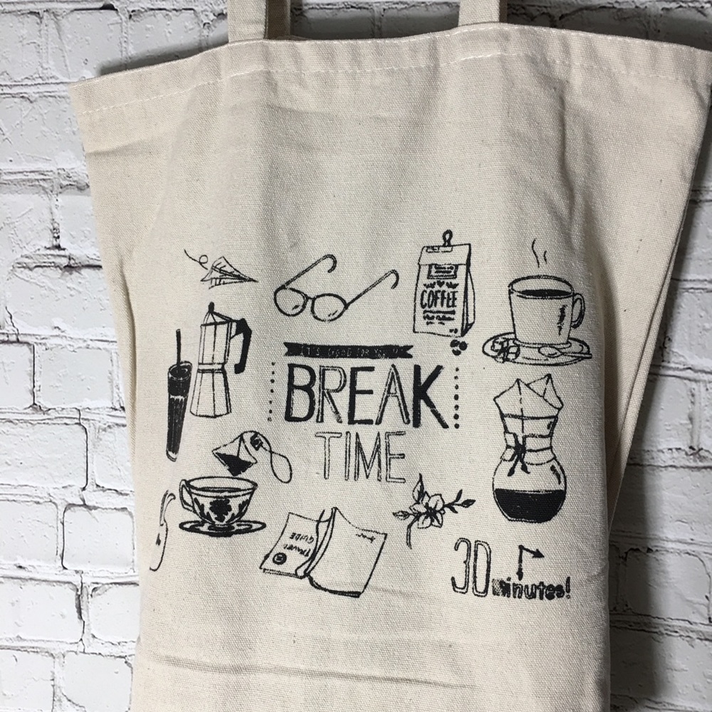 CUTE COFFEE BREAK TIME CANVAS TOTE BAG